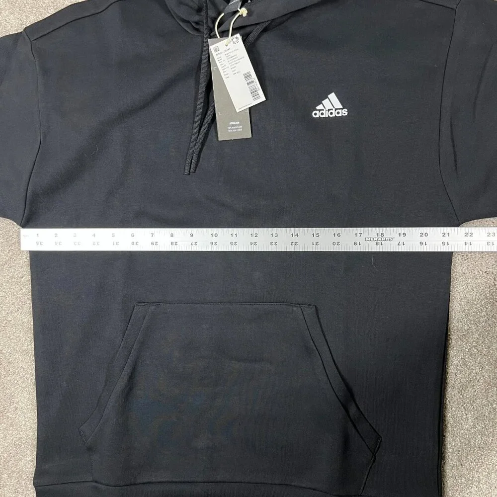 Adidas‎ Mens Medium Black 3 Striped Sport Performance Hooded Sweatshirt NWT